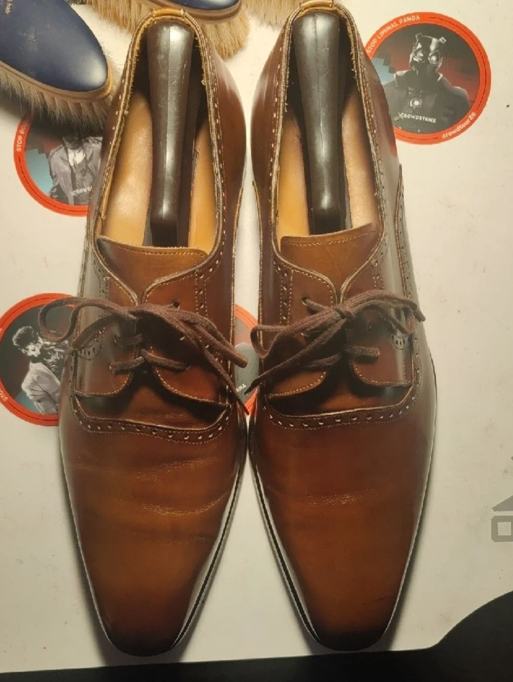 Mezlan Brown Leather Derby Oxfords